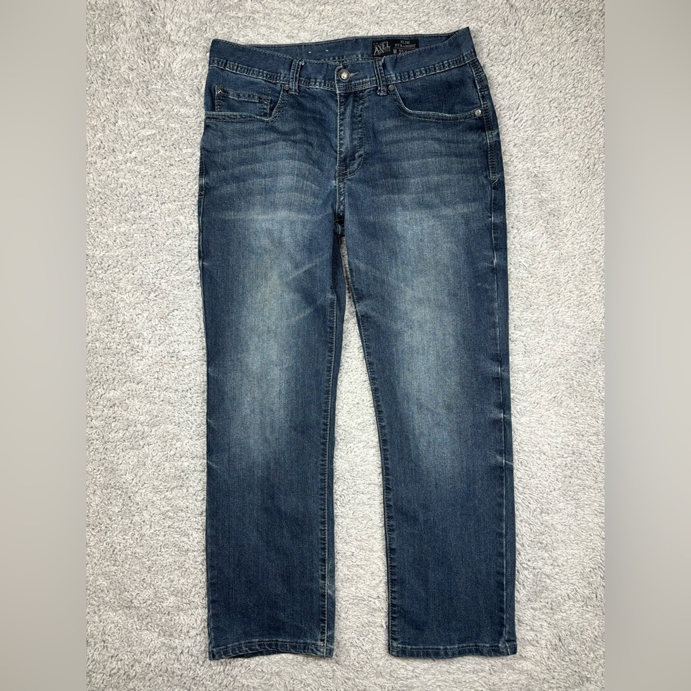 Axel Jeans Mens 32 x 30 Slim Straight Denim Dark Wash Casual Everyday Streetwear